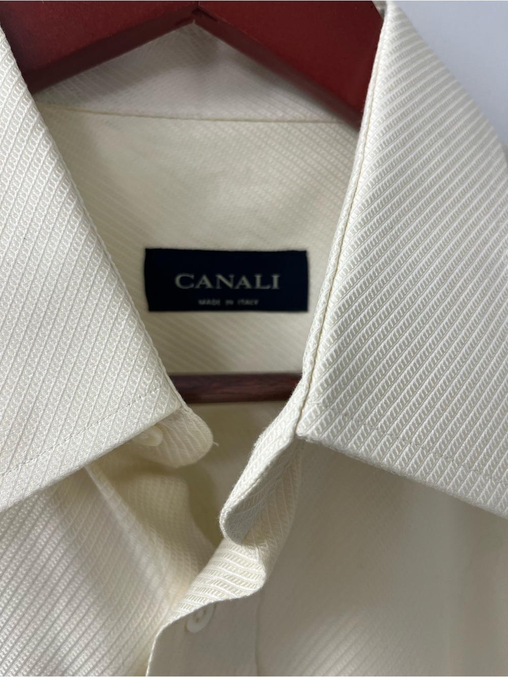 Canali Men's Light Cream Dress Shirt Like New Size 16.5